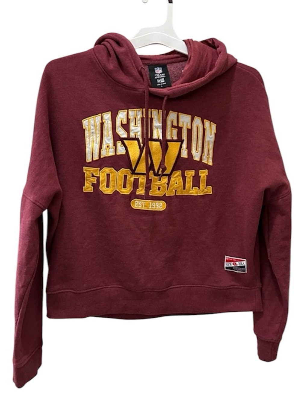 NFL WASHINGTON Football cropped Hoodie size Large women’s maroon